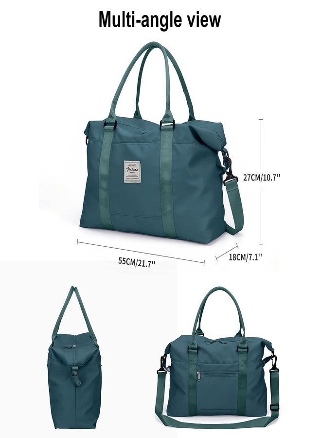 HYC00 Travel Duffel Bags for Women,Weekender Overnight Bag with Wet Pocket & Toiletry Bag,Carry On Personal Item Bag,Travel Tote Gym Bag,Peacock Blue,Large - Image 4